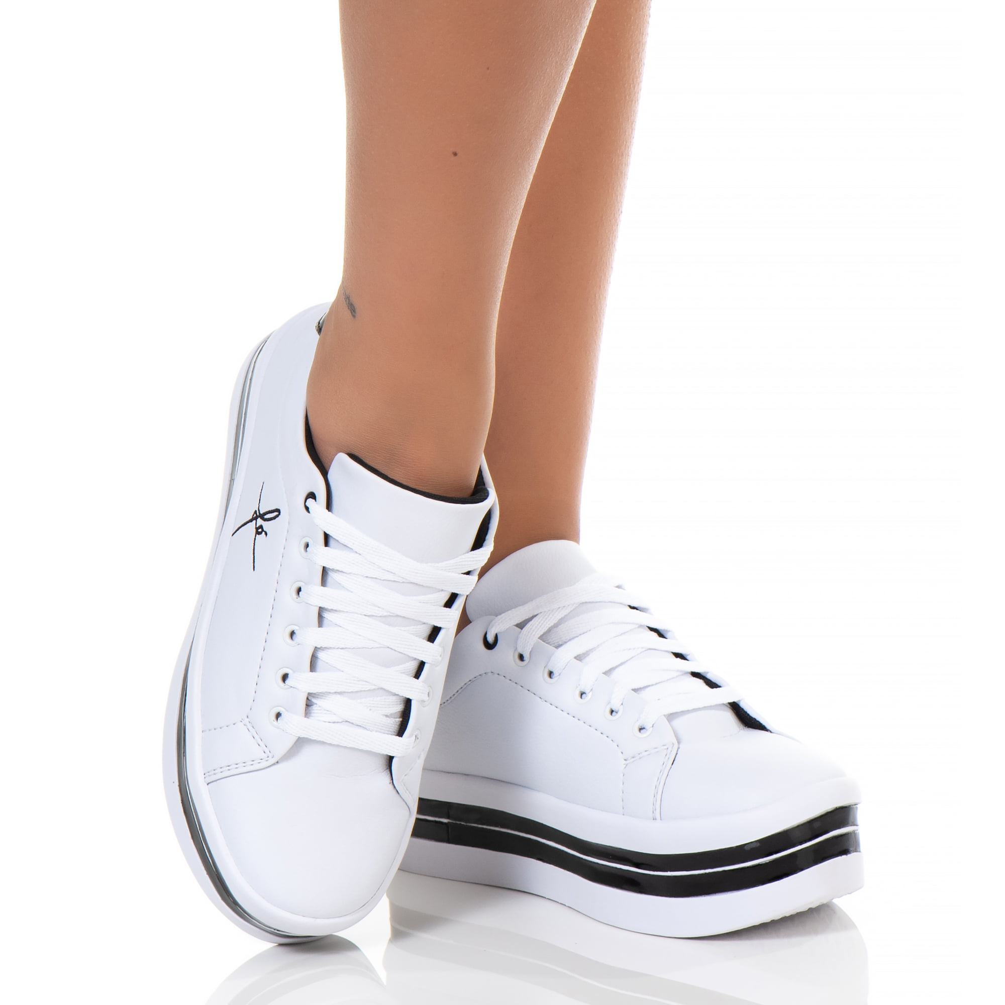 Tênis Feminino Plataforma Casual Sneakers Branco Colors - Loja de Calçados  Online
