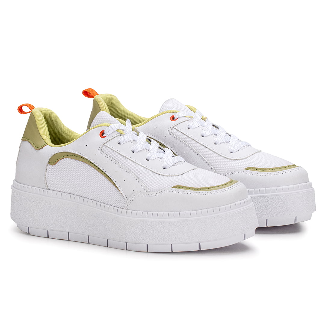 Tênis Feminino Plataforma Wild Style Branco/Verde