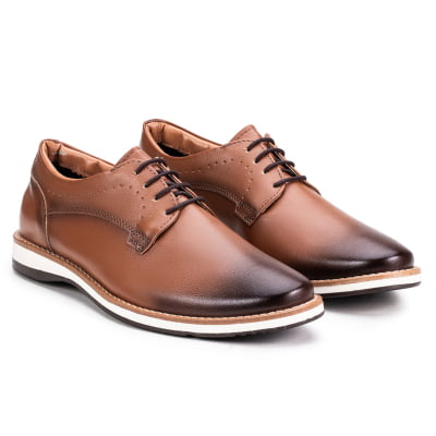 Sapato Social Casual Masculino Derby Estilo Shoes Caramelo