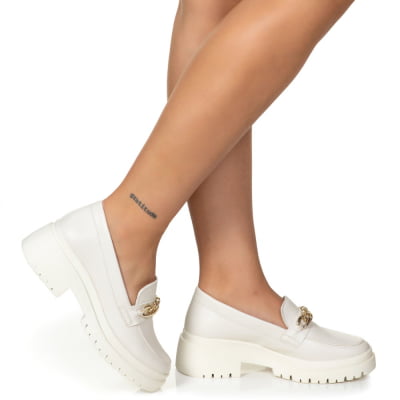 Mocassim Feminino Tratorado Off White Elo Estilo Shoes