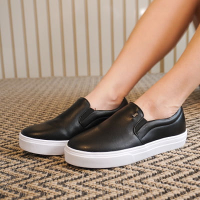 Tênis Feminino Slip On Preto Floripa