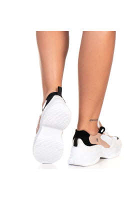 Tênis Feminino Chunck Sneaker Casual Plataforma New White Nude