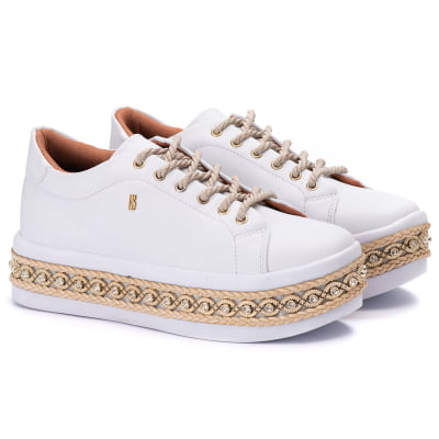 Tênis Feminino Plataforma Comfy Spikes Branco