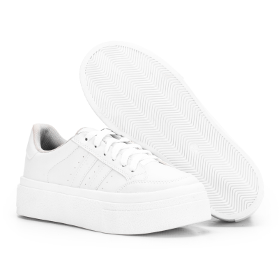 Tenis Feminino Sapatenis Sola Alta Listras Branco Casual Original